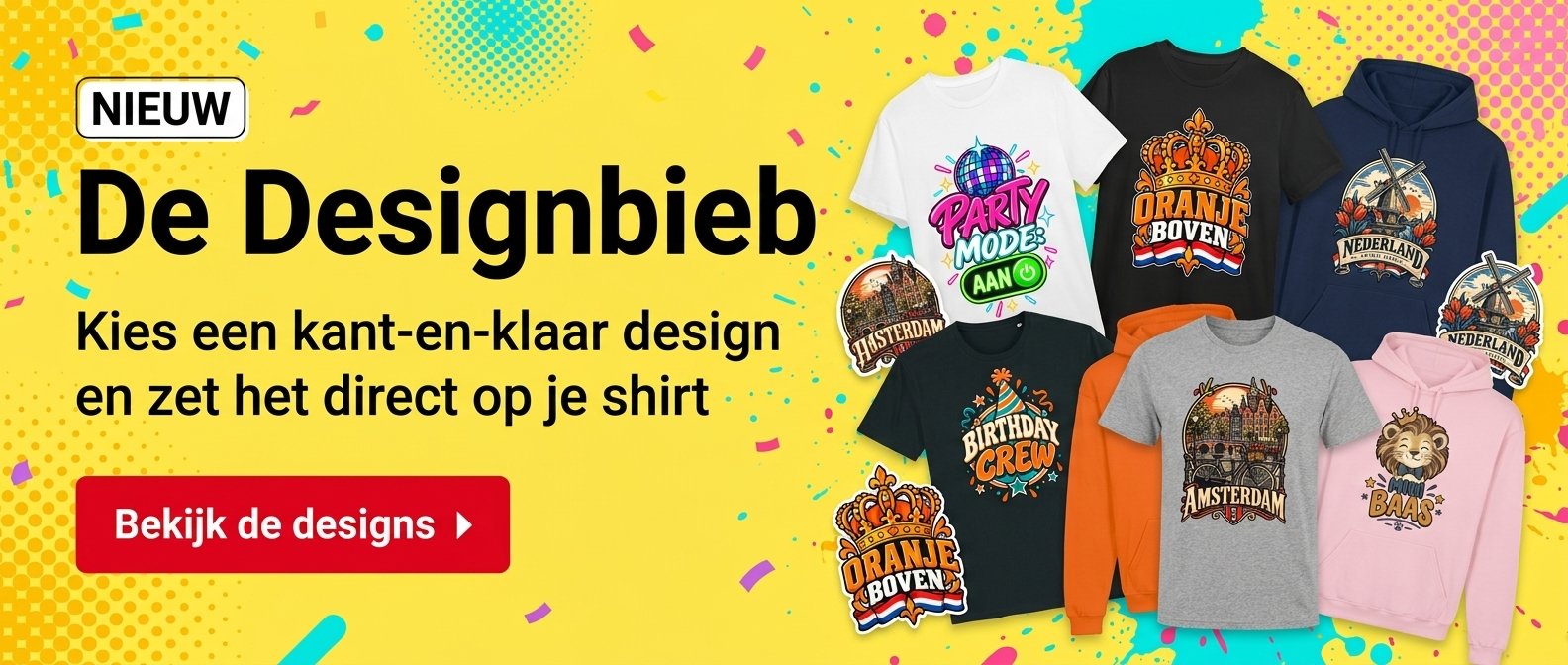 De Designbieb - kies een kant-en-klaar design en zet het direct op je shirt